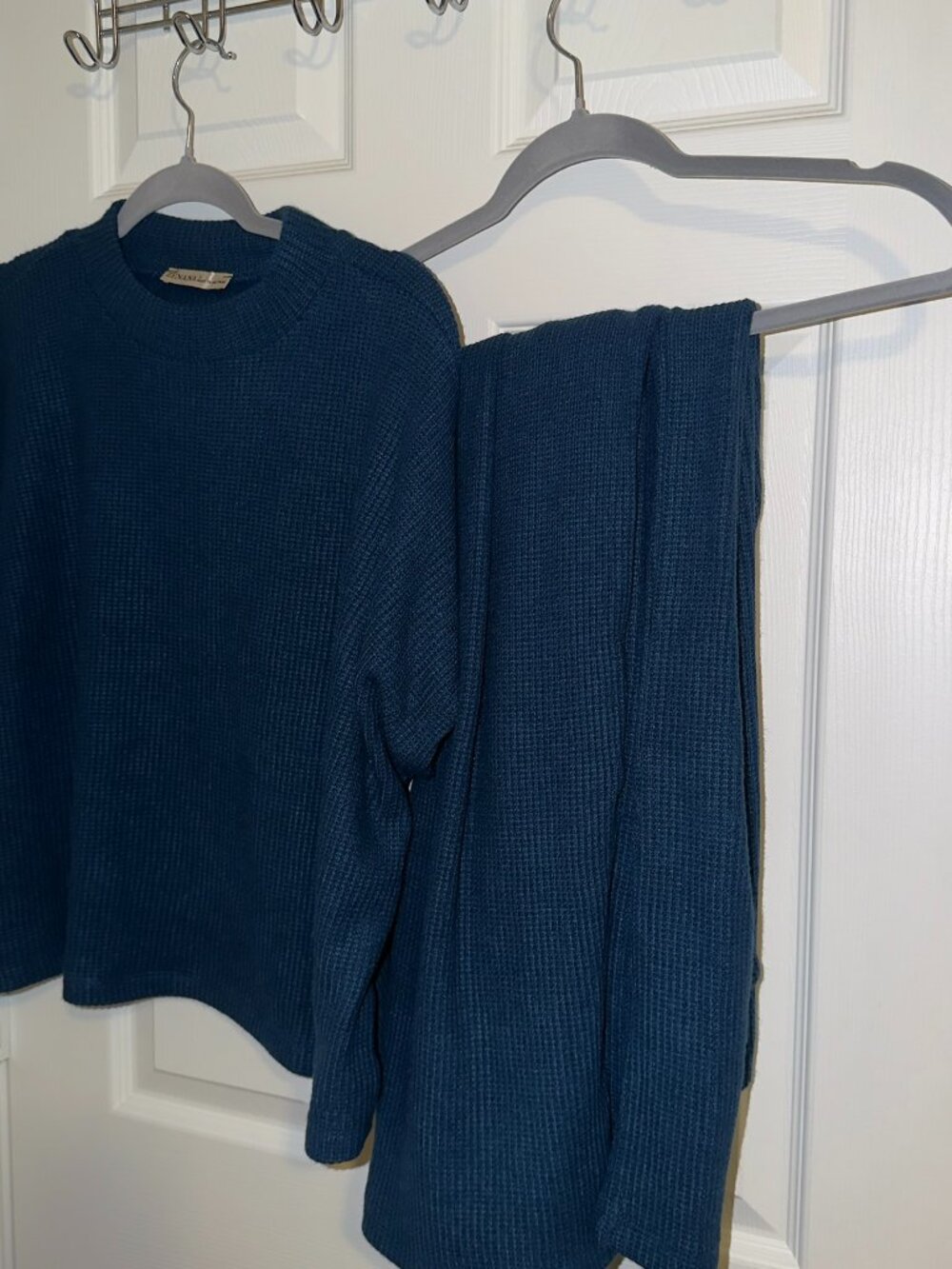 Zenana Textured Knit Matching Lounge Set Top Pants Large NWOT
